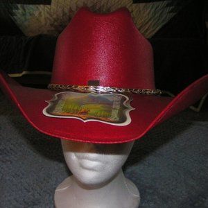 Sexy Red Canvas Cowboy Hat Unisex w/Hatband